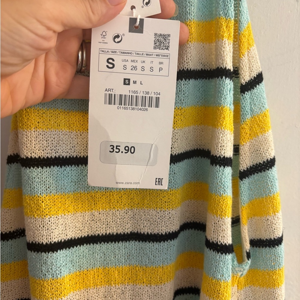 Zara halter neck striped mini dress Size Small NWT - Picture 4 of 6